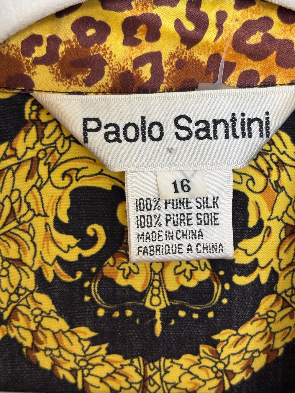 Vintage 100% Silk Paolo Santini Leopard Baroque Shirt 16 Maximalist - Picture 3 of 10